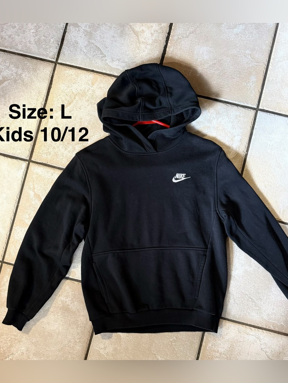 Nike Black Kids Hoodie with White Logo